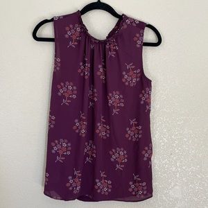 Loft Purple Floral Tank Top size medium